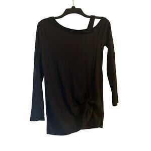GUC Women's One Cold Shoulder Black Long Sleeve Top Casual Soft Size Small
